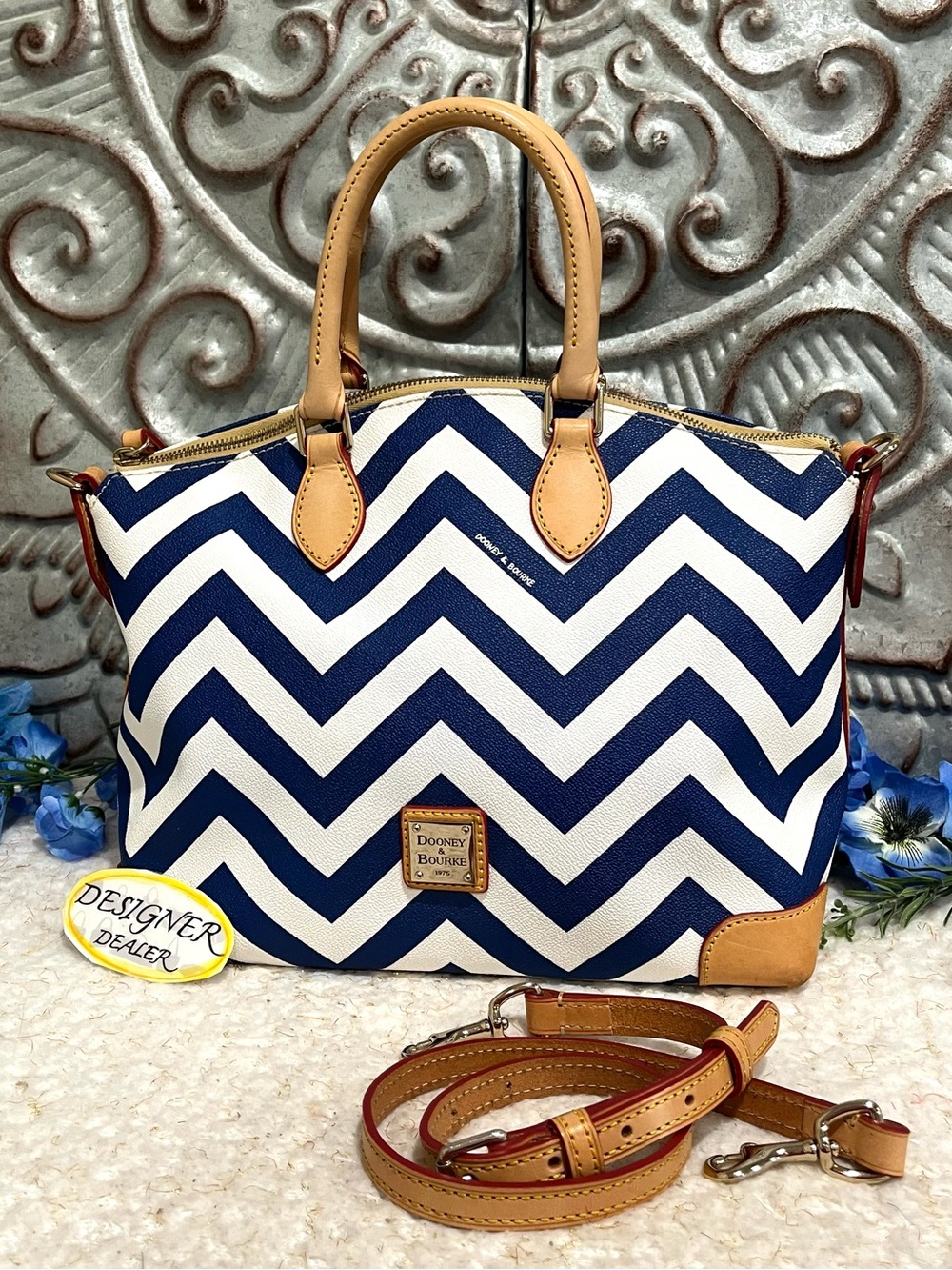 DOONEY & BOURKE Blue Chevron Satchel VGC!